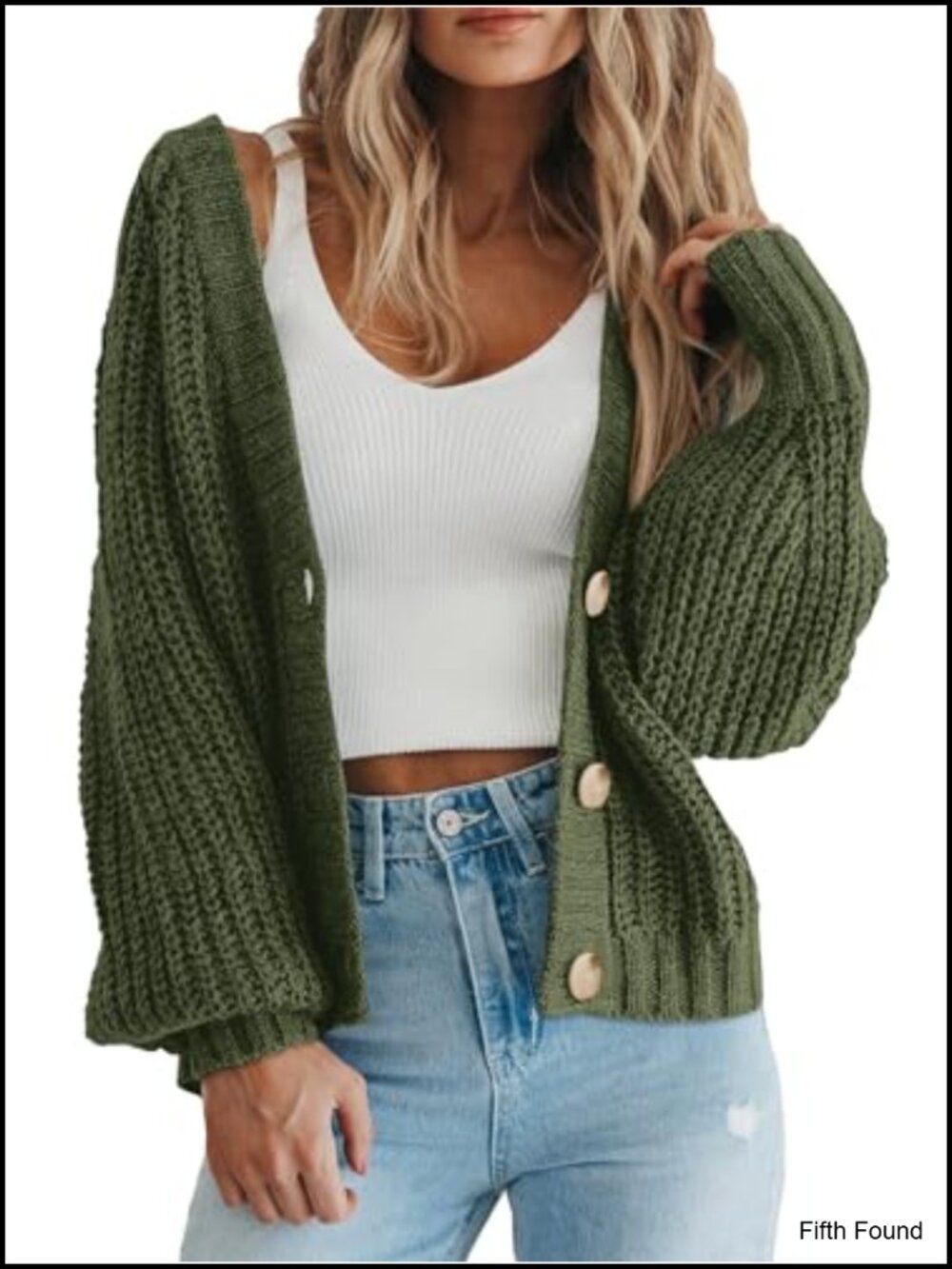 Women's Chunky Knit Open Front Button Cardigan Sweater V-Neck Long Sleeve
